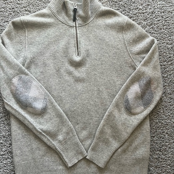Burberry Gray Cashmere Zip Up Sweater